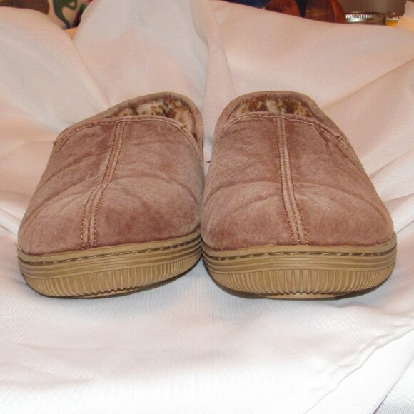 Lamo Mens Slippers Size 8 Light Brown Soft Sheepskin Slip On Excellent Cond. - Picture 2 of 9